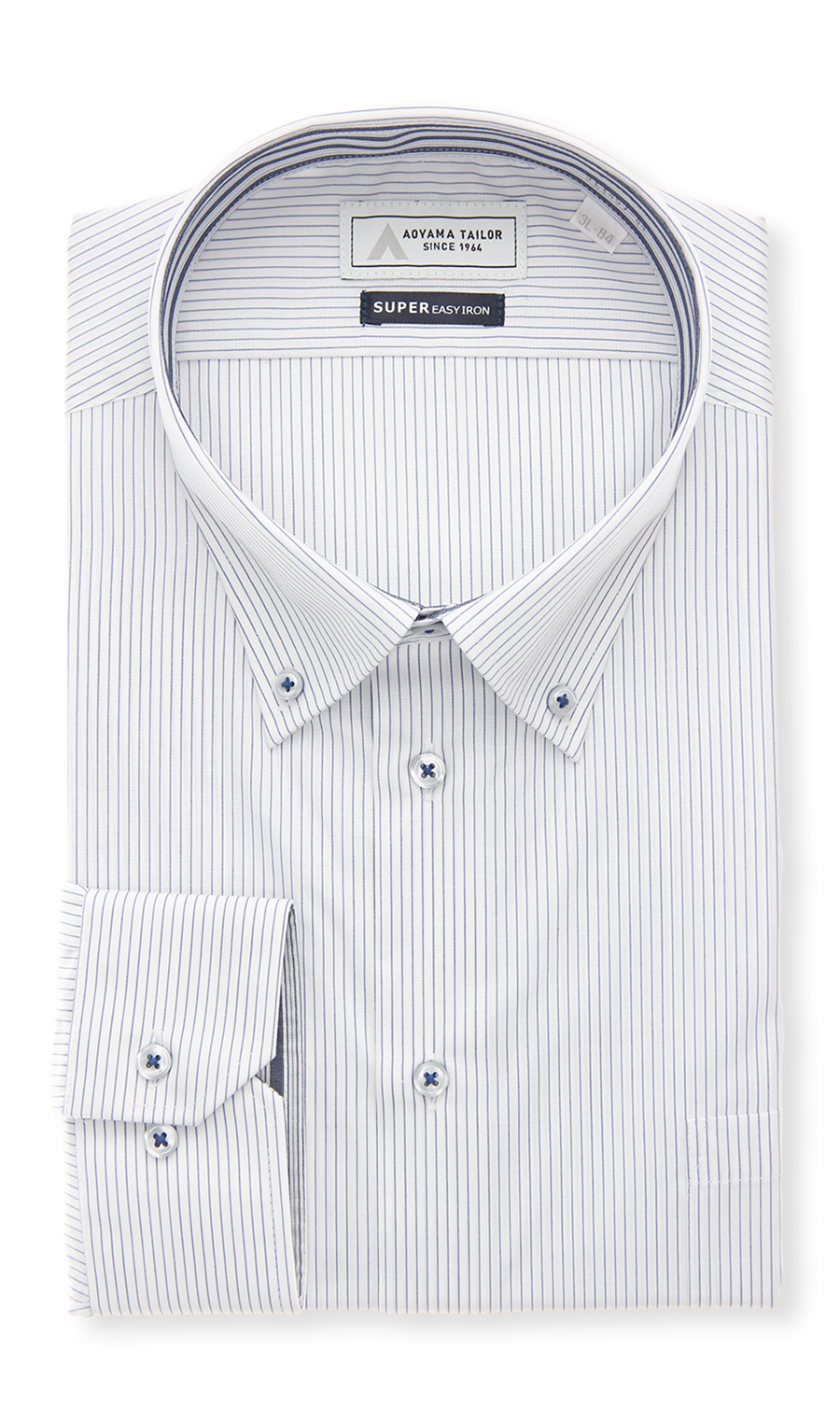 ボタンダウンワイシャツ【キング＆トール】【OEKO-TEX】 ネイビー 首周り:45cm,裄丈:84cm