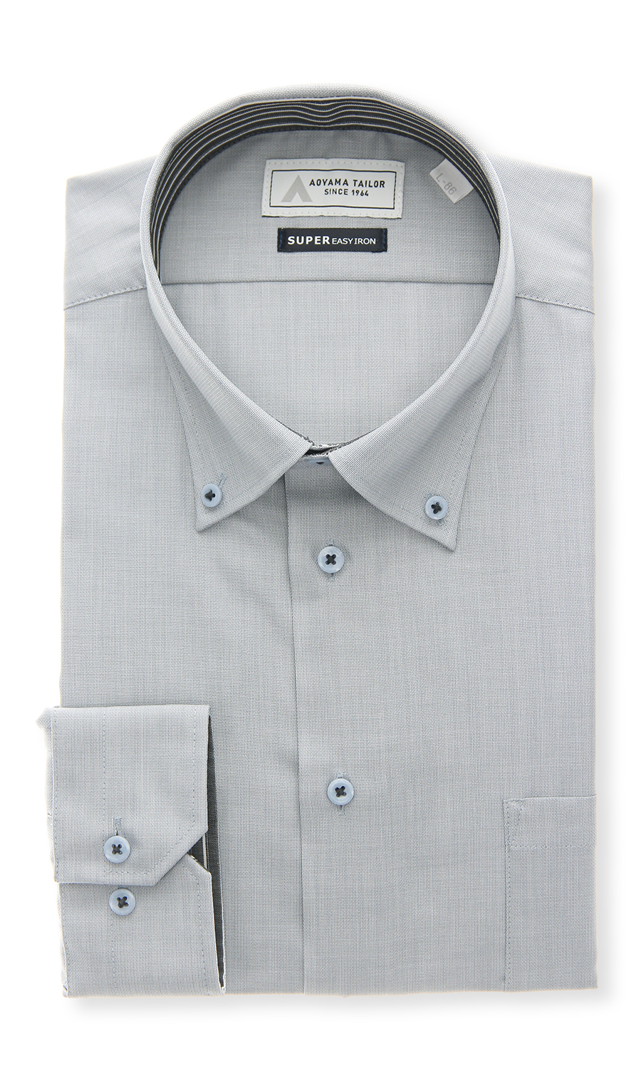 ボタンダウンワイシャツ【OEKO-TEX】 グレー 首周り:37cm,裄丈:78cm