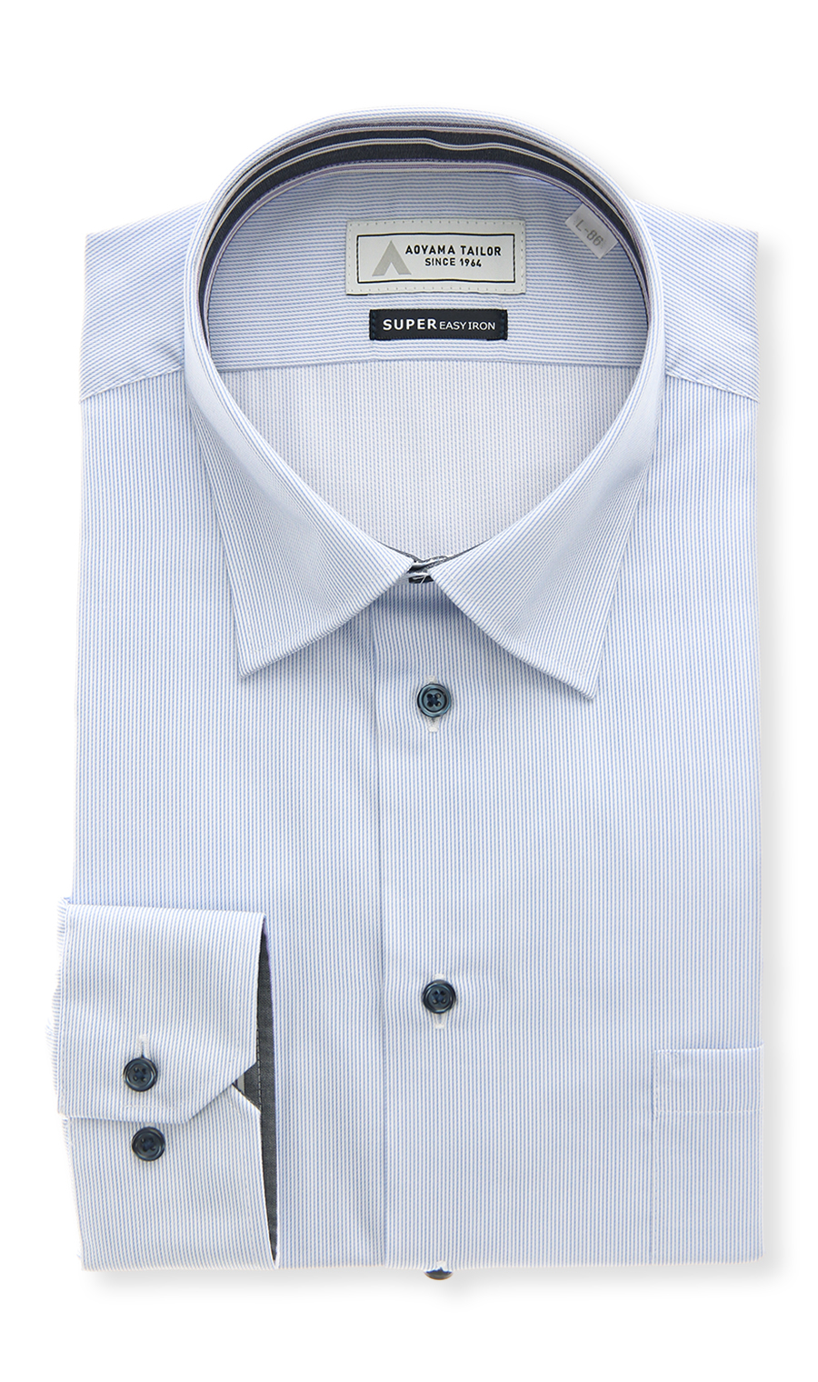 レギュラーカラーワイシャツ【OEKO-TEX】 ブルー 首周り:37cm,裄丈:78cm