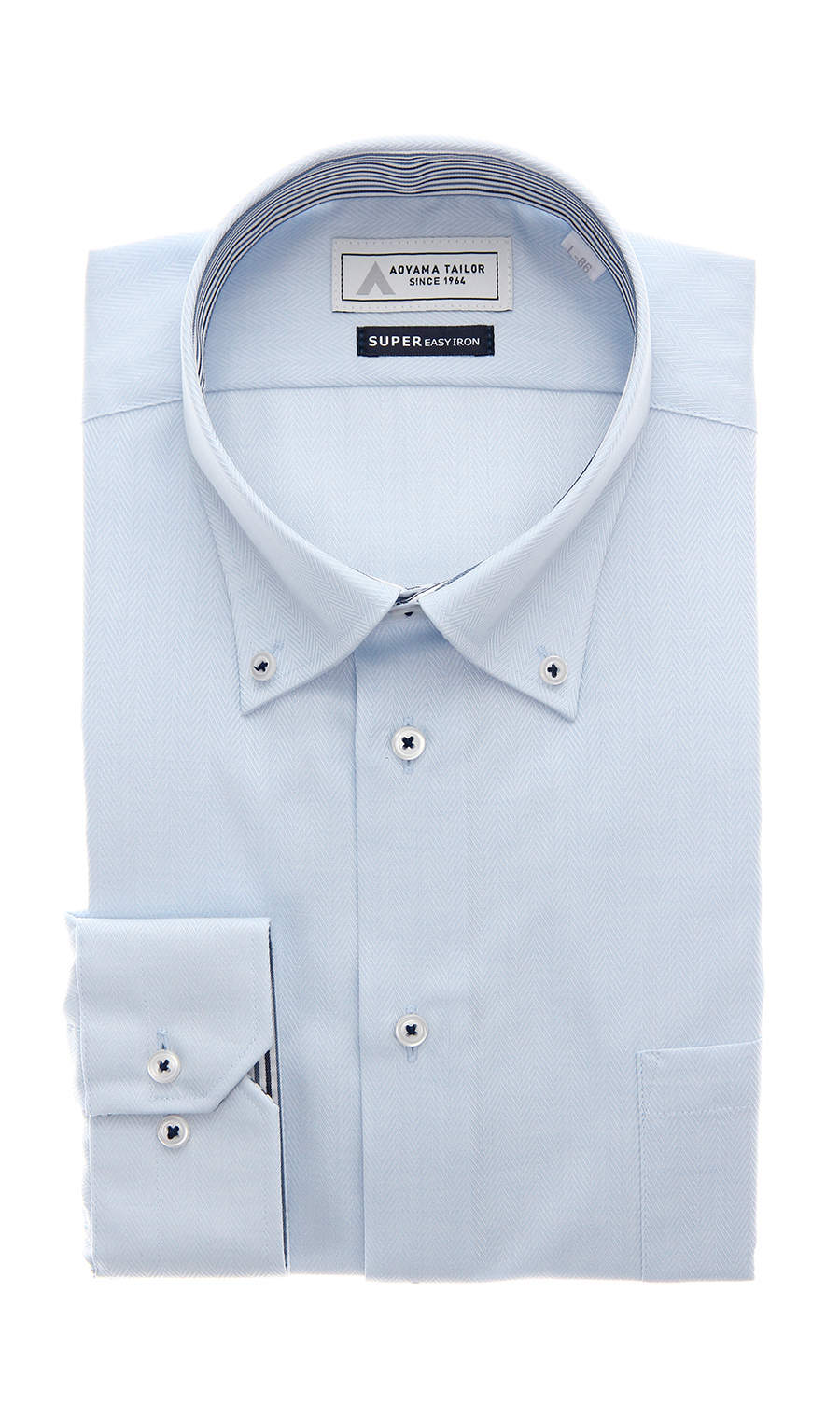 ボタンダウンワイシャツ【キング＆トール】【OEKO-TEX】 ブルー 首周り:45cm,裄丈:84cm