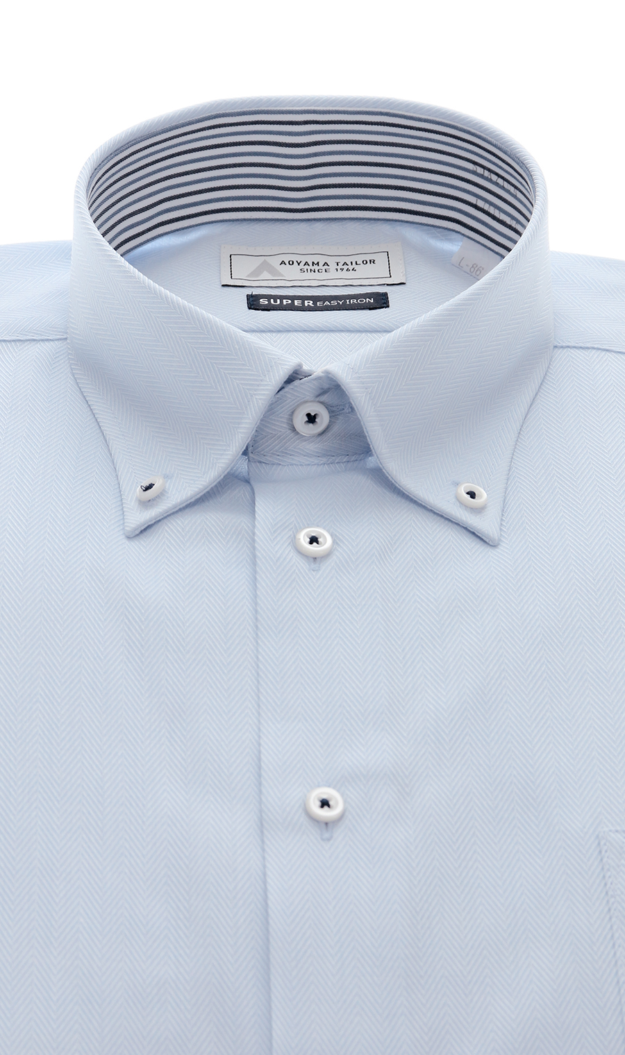 ボタンダウンワイシャツ【キング＆トール】【OEKO-TEX】 ブルー 首周り:45cm,裄丈:84cm