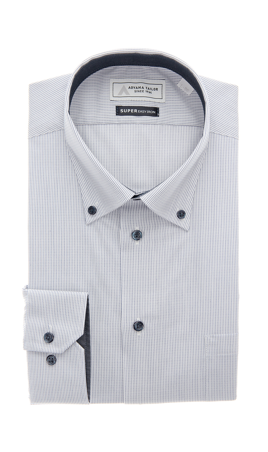 ボタンダウンワイシャツ【キング＆トール】【OEKO-TEX】 ネイビー 首周り:45cm,裄丈:84cm