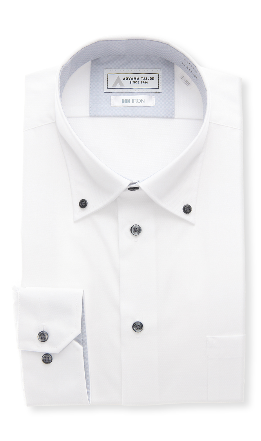 ボタンダウンワイシャツ【NON IRON】【OEKO-TEX】 ホワイト 首周り:37cm,裄丈:82cm