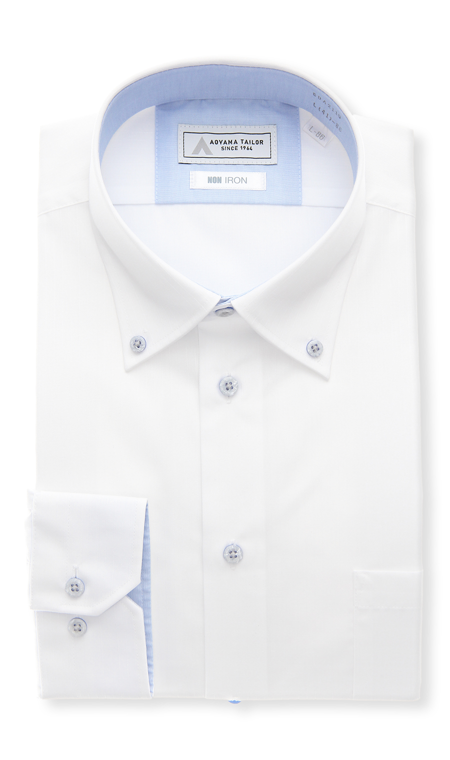 ボタンダウンワイシャツ【NON IRON】【OEKO-TEX】 ホワイト 首周り:43cm,裄丈:82cm