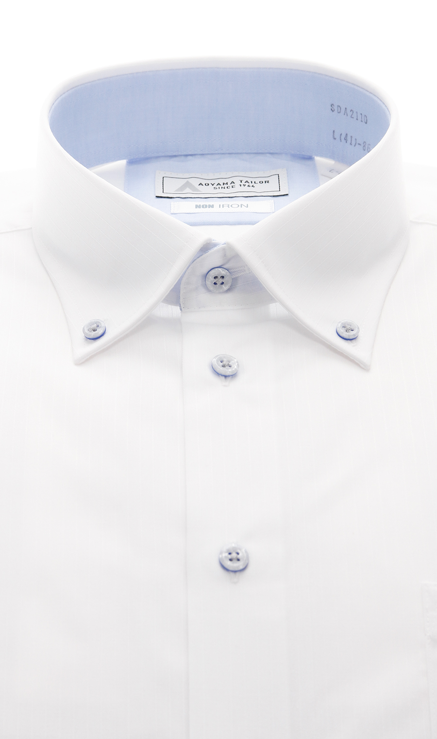 ボタンダウンワイシャツ【NON IRON】【OEKO-TEX】 ホワイト 首周り:43cm,裄丈:82cm