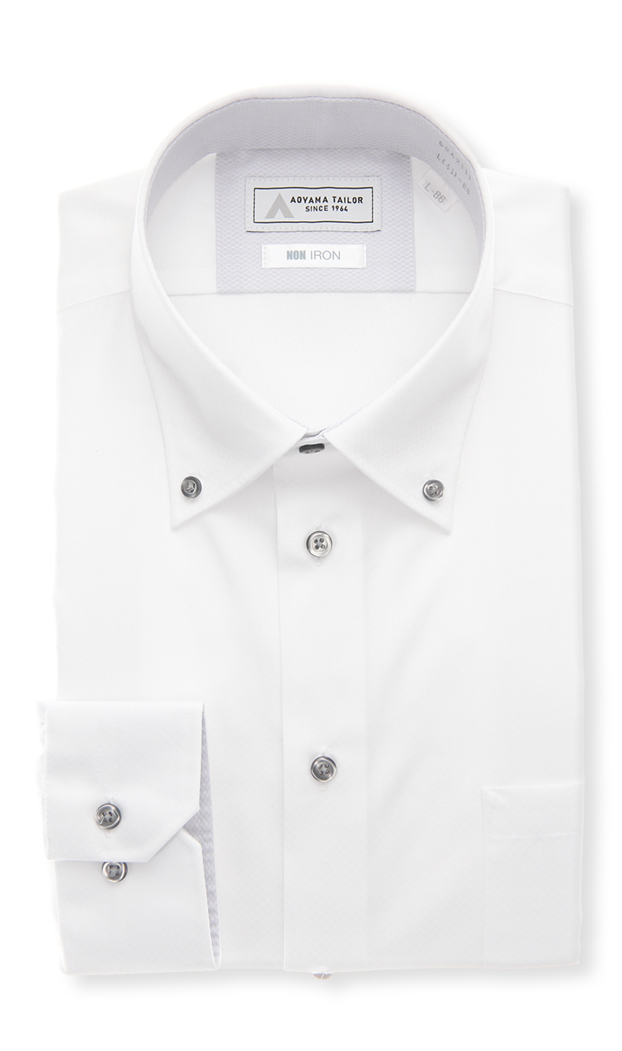 ボタンダウンワイシャツ【NON IRON】【OEKO-TEX】 ホワイト 首周り:39cm,裄丈:82cm
