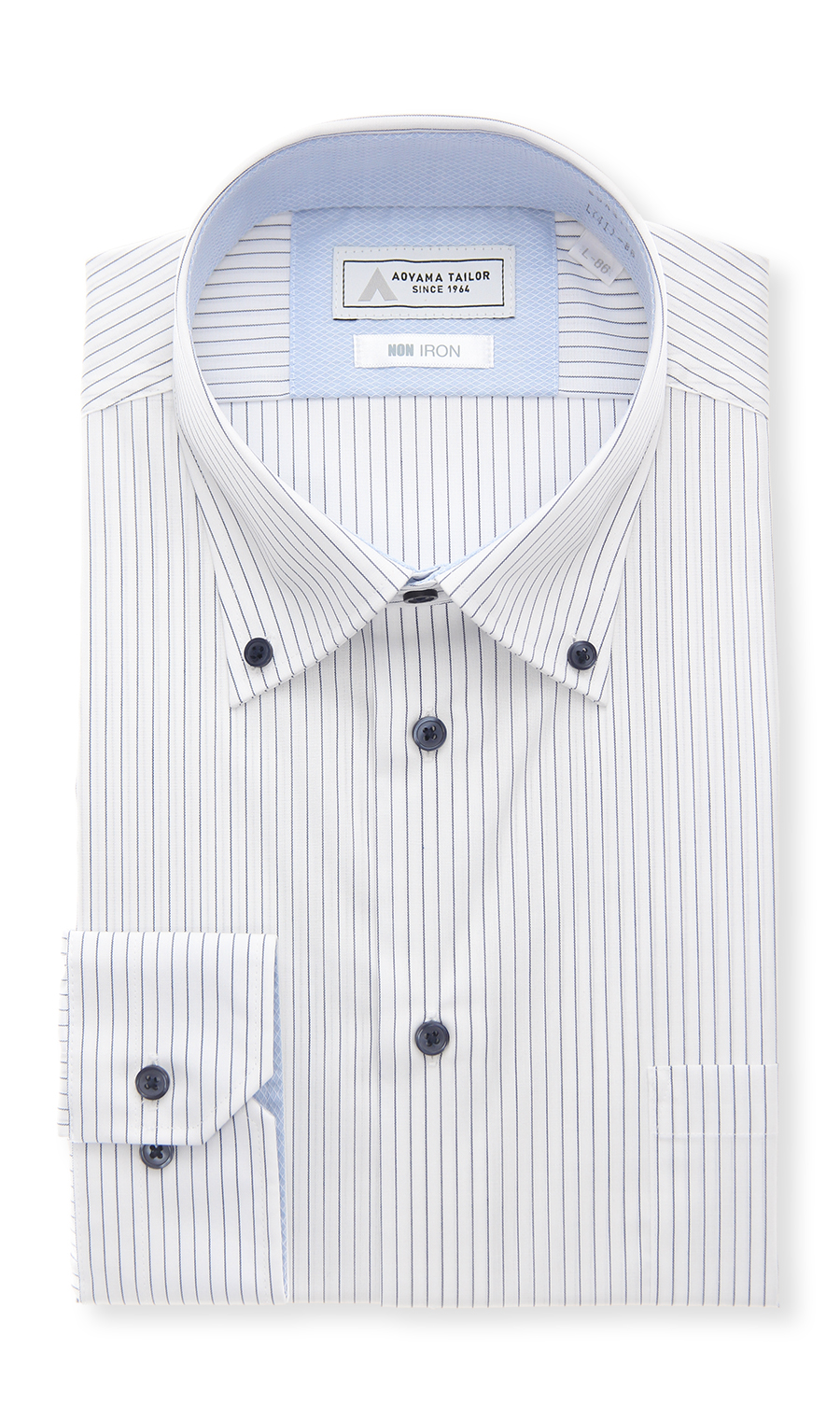 ボタンダウンワイシャツ【NON IRON】【OEKO-TEX】 ブルー 首周り:39cm,裄丈:84cm