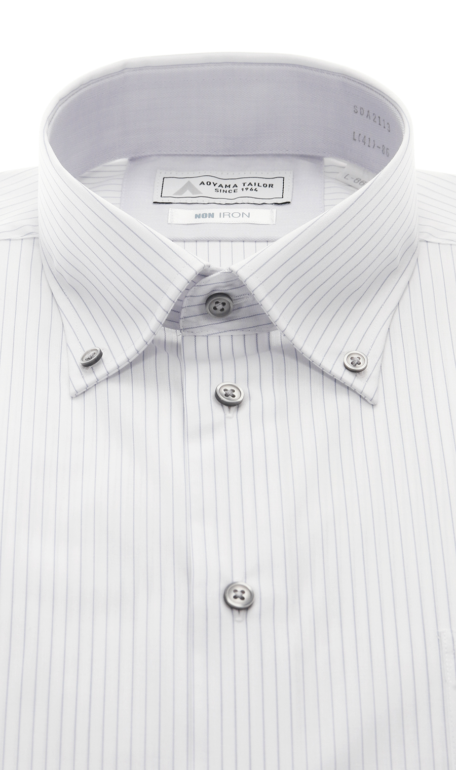 ボタンダウンワイシャツ【NON IRON】【OEKO-TEX】 グレー 首周り:39cm,裄丈:82cm