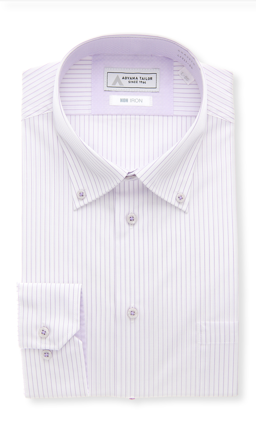 ボタンダウンワイシャツ【NON IRON】【OEKO-TEX】 パープル 首周り:37cm,裄丈:78cm