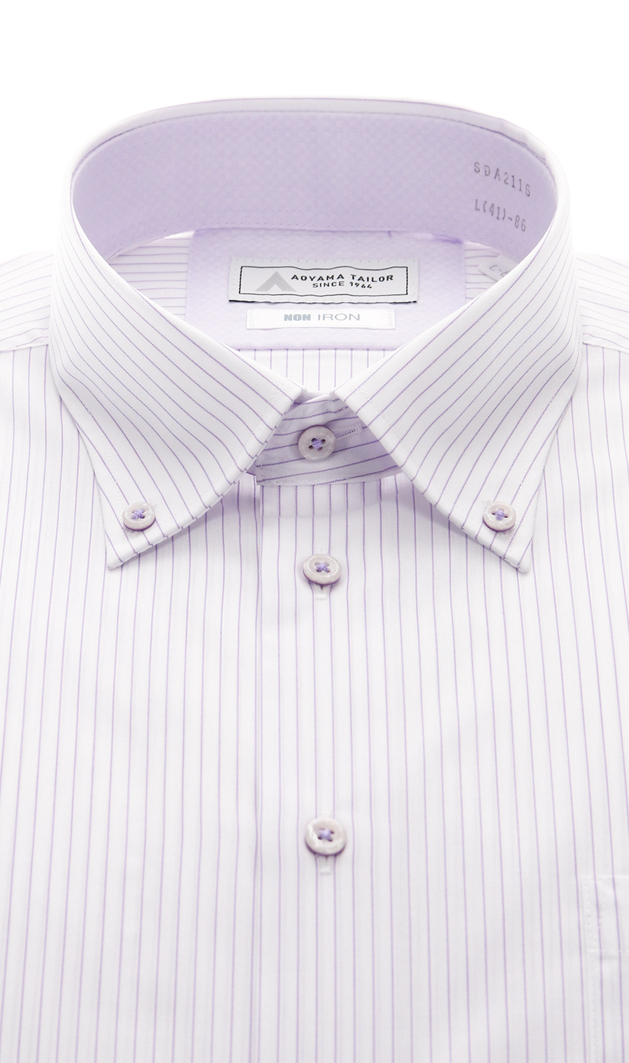 ボタンダウンワイシャツ【NON IRON】【OEKO-TEX】 パープル 首周り:37cm,裄丈:78cm