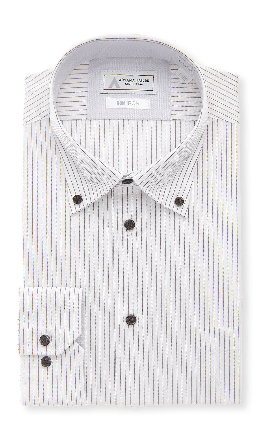 ボタンダウンワイシャツ【NON IRON】【OEKO-TEX】 ブラウン 首周り:43cm,裄丈:82cm