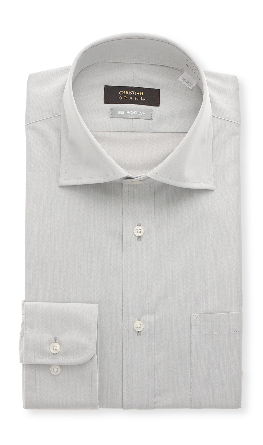 ワイドカラースタイリッシュワイシャツ《NON IRONTECH》《HAND IRON》 グレー 首周り:37cm,裄丈:88cm