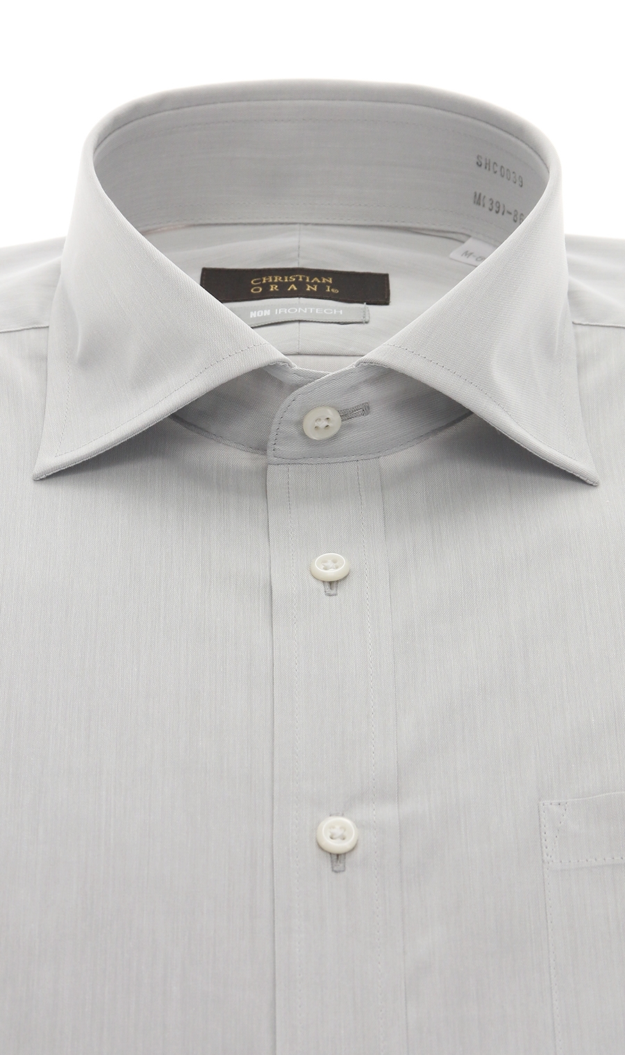 ワイドカラースタイリッシュワイシャツ《NON IRONTECH》《HAND IRON》 グレー 首周り:37cm,裄丈:88cm
