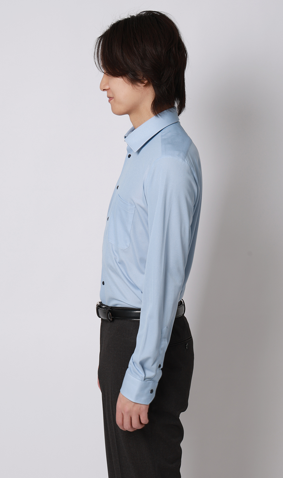 ワイドカラーワイシャツ【NON IRONTECH】【＃すごシャツ】 ブルー 首周り:37cm,裄丈:78cm