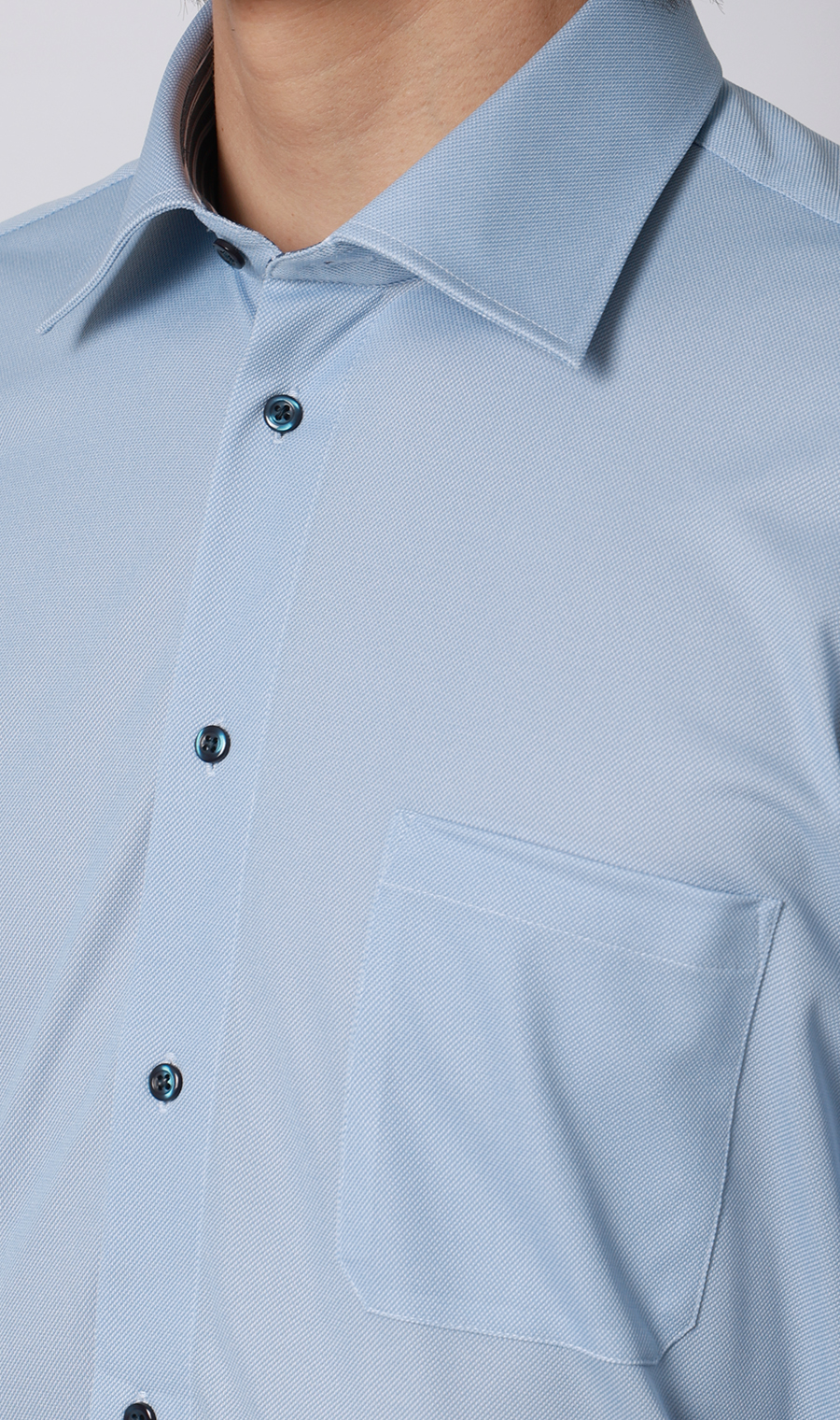 ワイドカラーワイシャツ【NON IRONTECH】【＃すごシャツ】 ブルー 首周り:37cm,裄丈:78cm