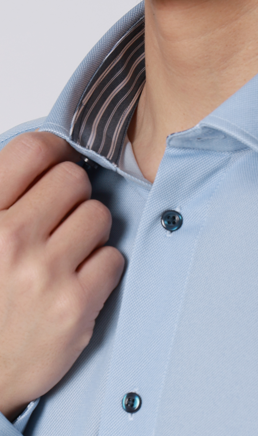 ワイドカラーワイシャツ【NON IRONTECH】【＃すごシャツ】 ブルー 首周り:37cm,裄丈:78cm