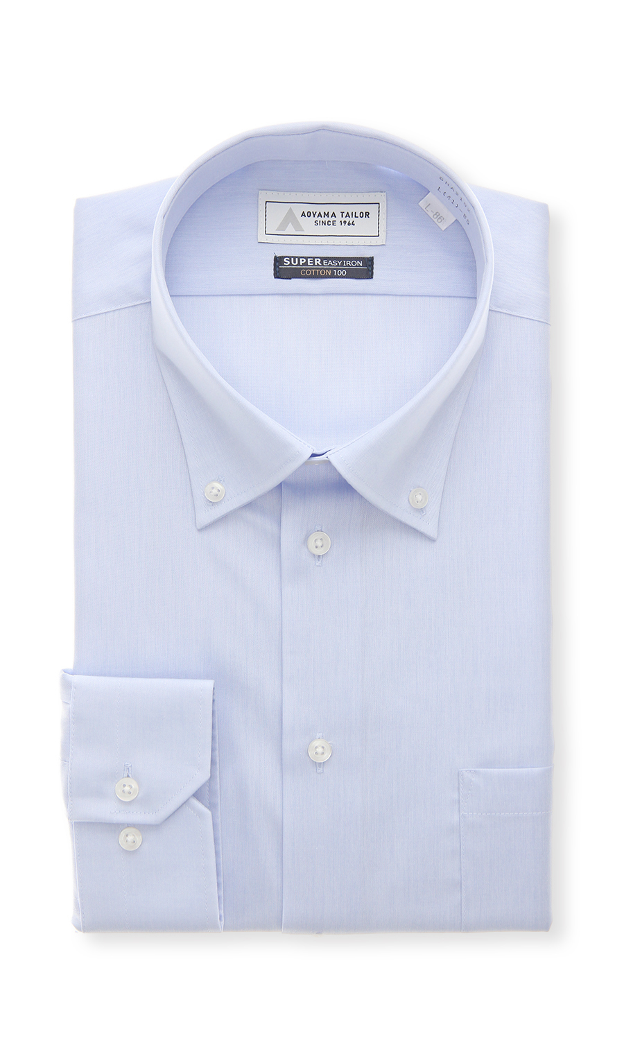 ボタンダウンワイシャツ【COTTON100】 サックス 首周り:37cm,裄丈:78cm