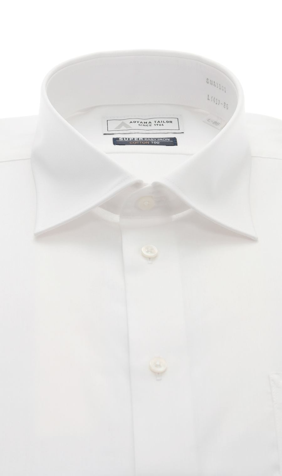 ワイドカラーワイシャツ【COTTON100】 ホワイト 首周り:37cm,裄丈:78cm