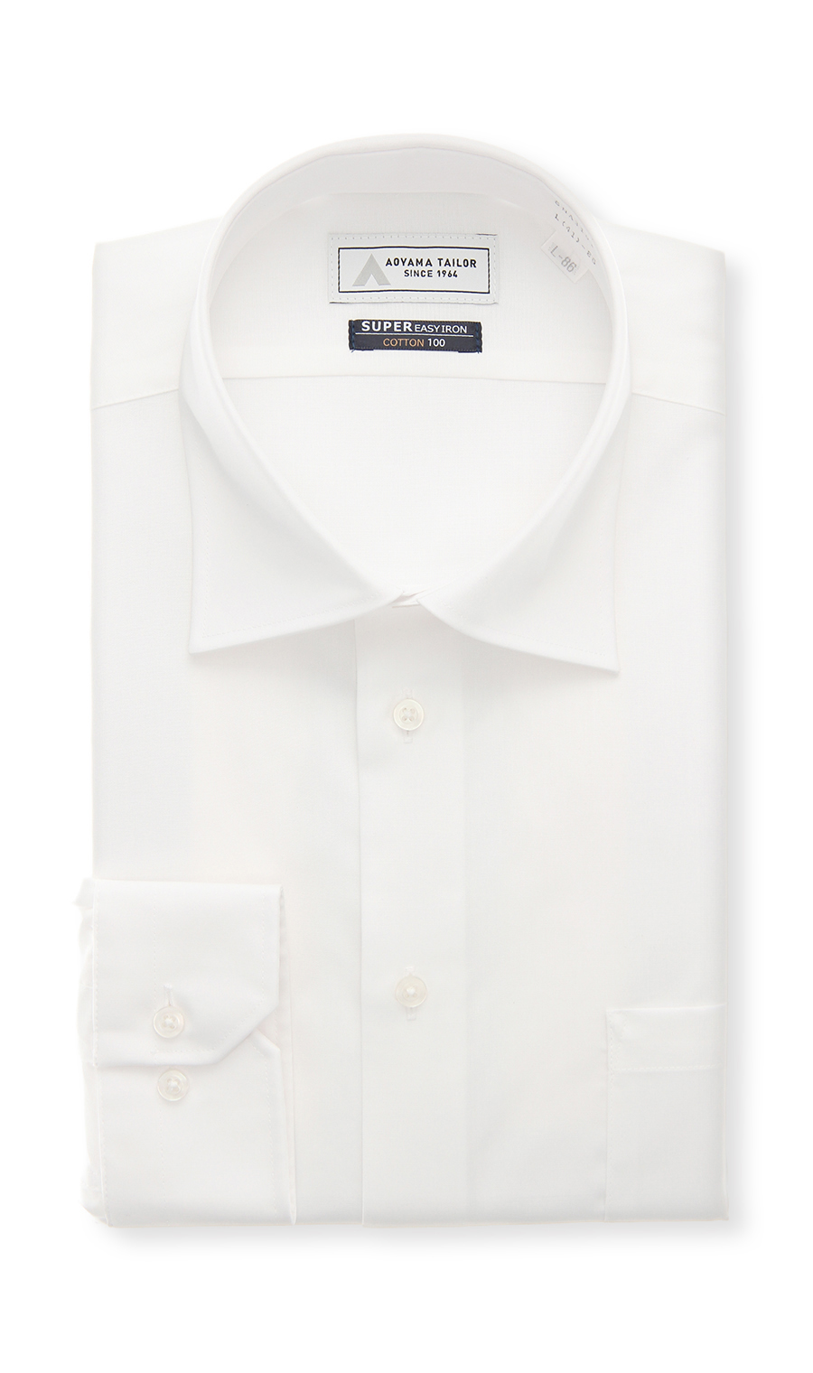 ワイドカラーワイシャツ【キング＆トール】【COTTON100】 ホワイト 首周り:45cm,裄丈:84cm