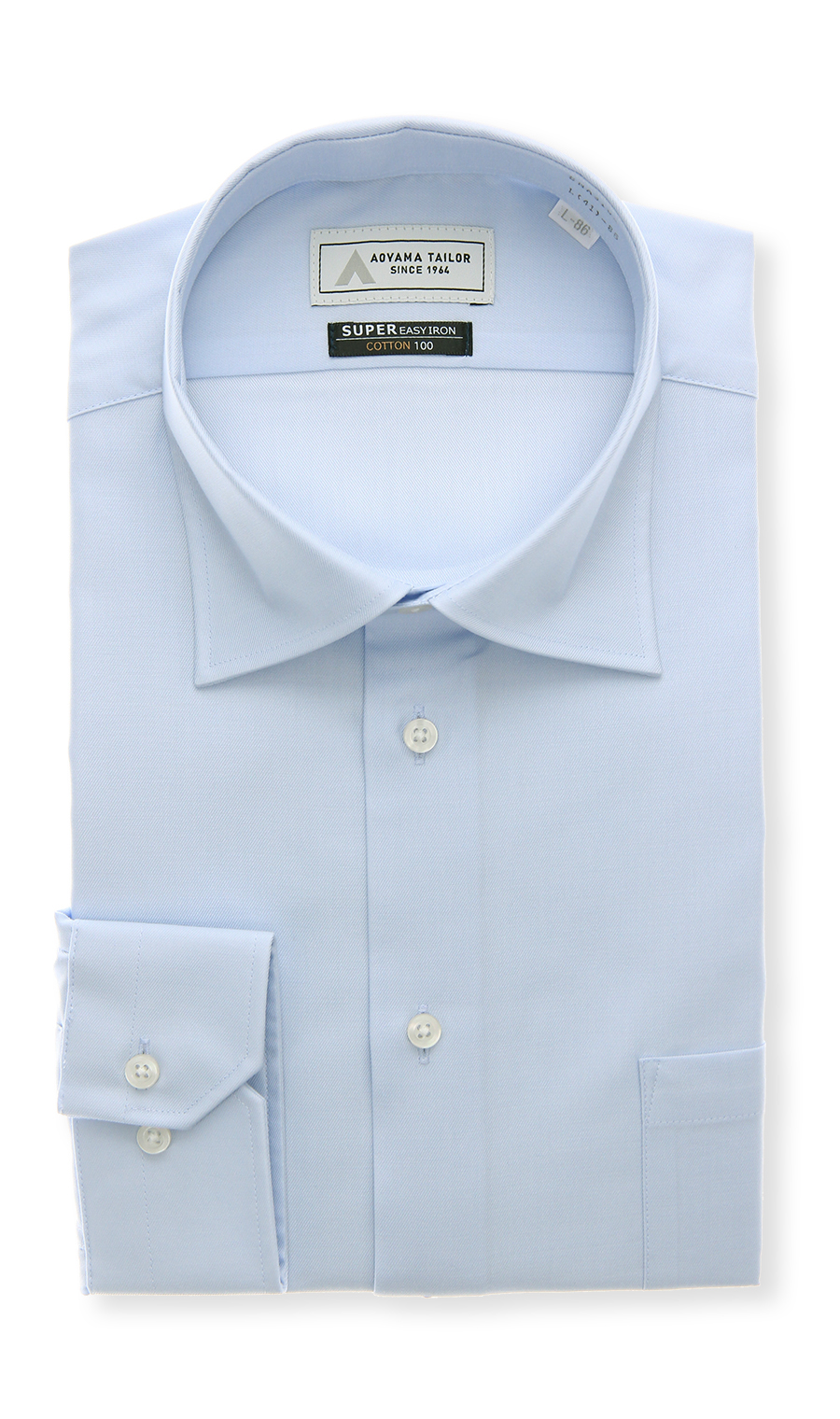 ワイドカラーワイシャツ【キング＆トール】【COTTON100】 ブルー 首周り:45cm,裄丈:84cm