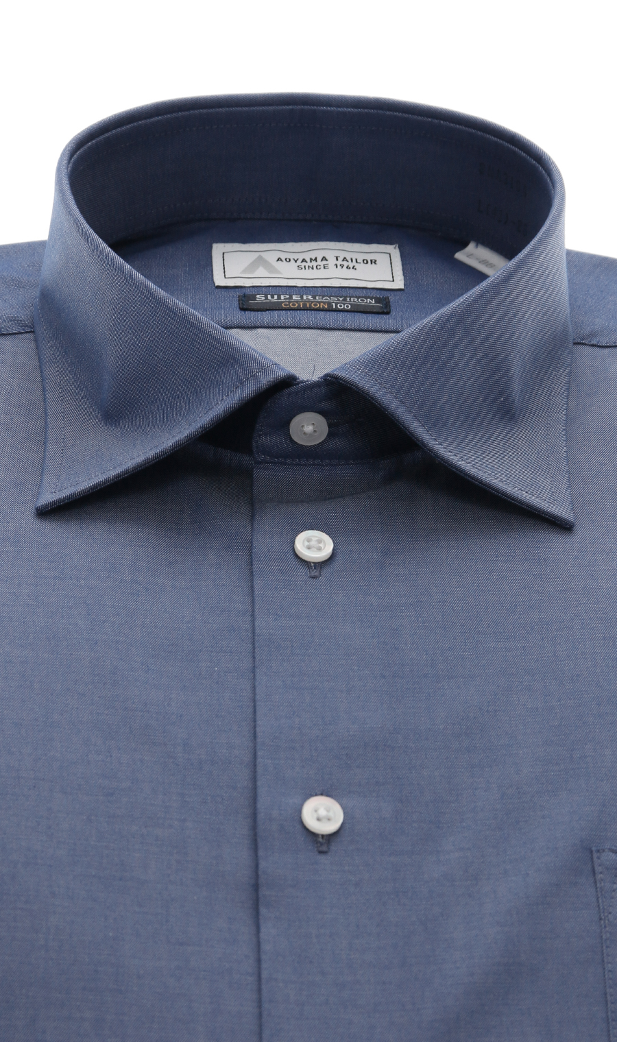 ワイドカラーワイシャツ【COTTON100】 ネイビー 首周り:43cm,裄丈:86cm