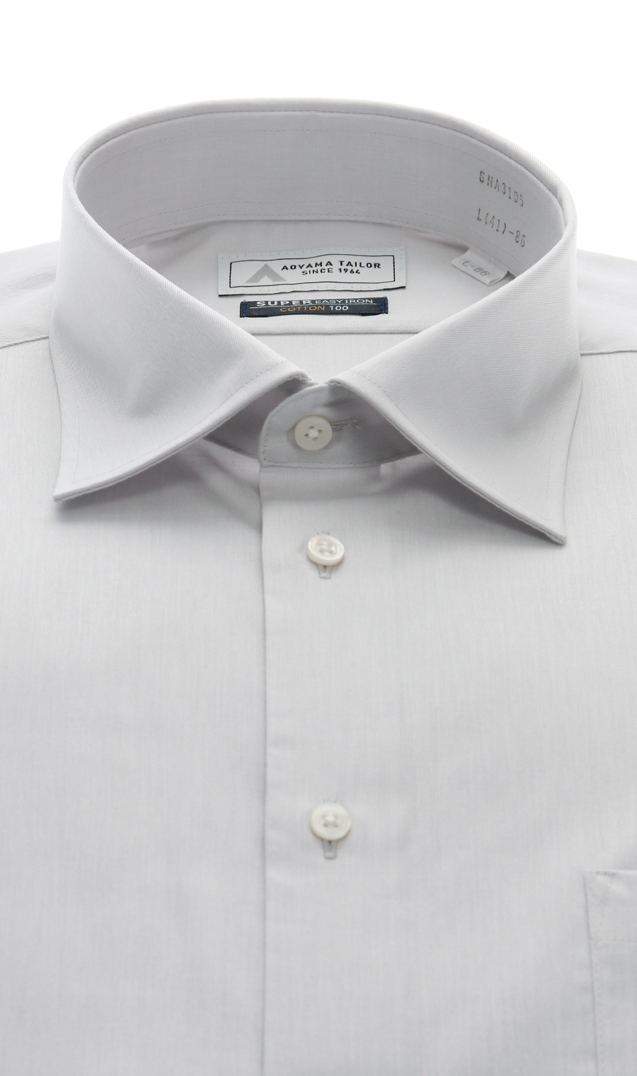 ワイドカラーワイシャツ【COTTON100】 ライトグレー 首周り:43cm,裄丈:86cm