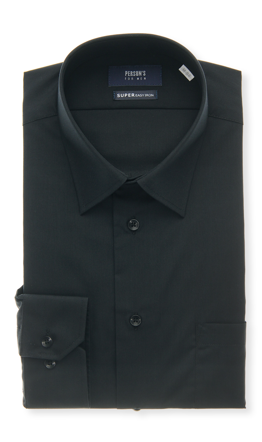 レギュラーカラースタイリッシュワイシャツ【セレモニー】 ブラック 首周り:37cm,裄丈:82cm