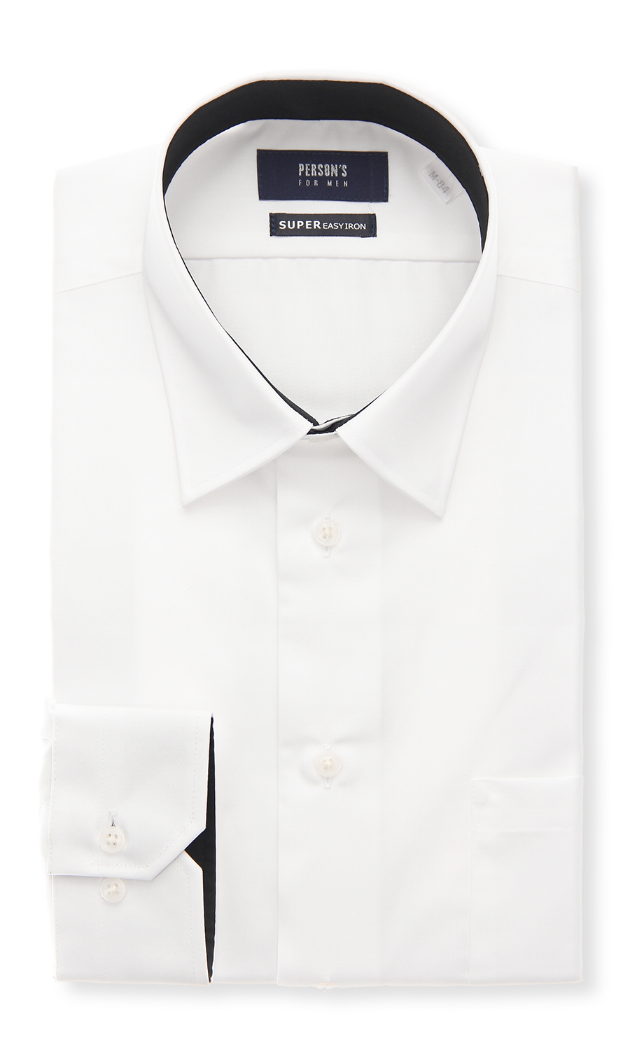 レギュラーカラースタイリッシュワイシャツ ホワイト 首周り:37cm,裄丈:78cm
