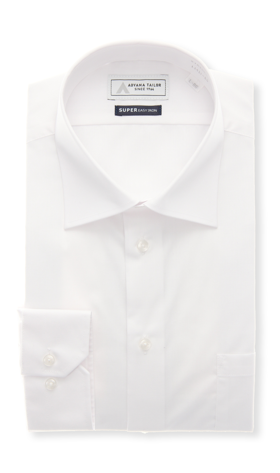 ワイドカラーワイシャツ【白無地】 ホワイト 首周り:37cm,裄丈:78cm