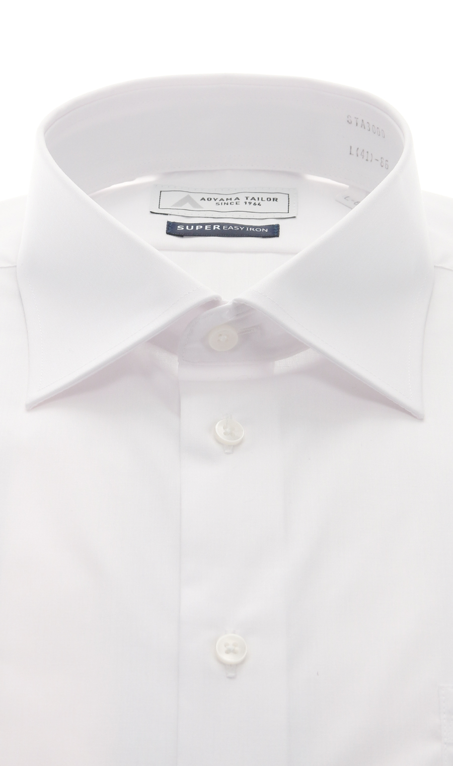 ワイドカラーワイシャツ【白無地】 ホワイト 首周り:37cm,裄丈:78cm