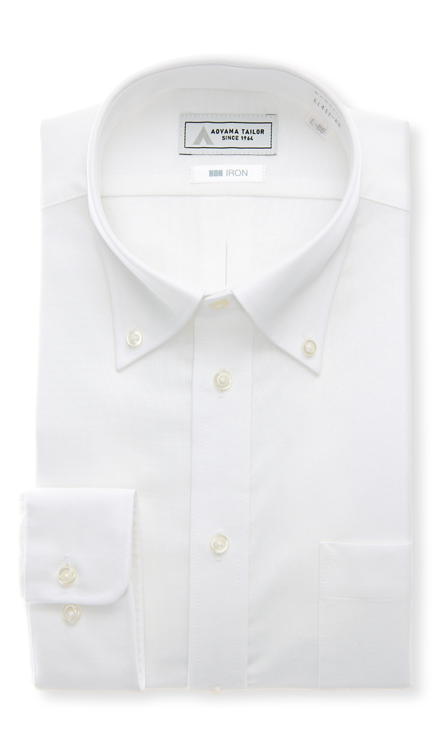 ボタンダウンワイシャツ【NON IRON】【OEKO-TEX】 ホワイト 首周り:39cm,裄丈:80cm