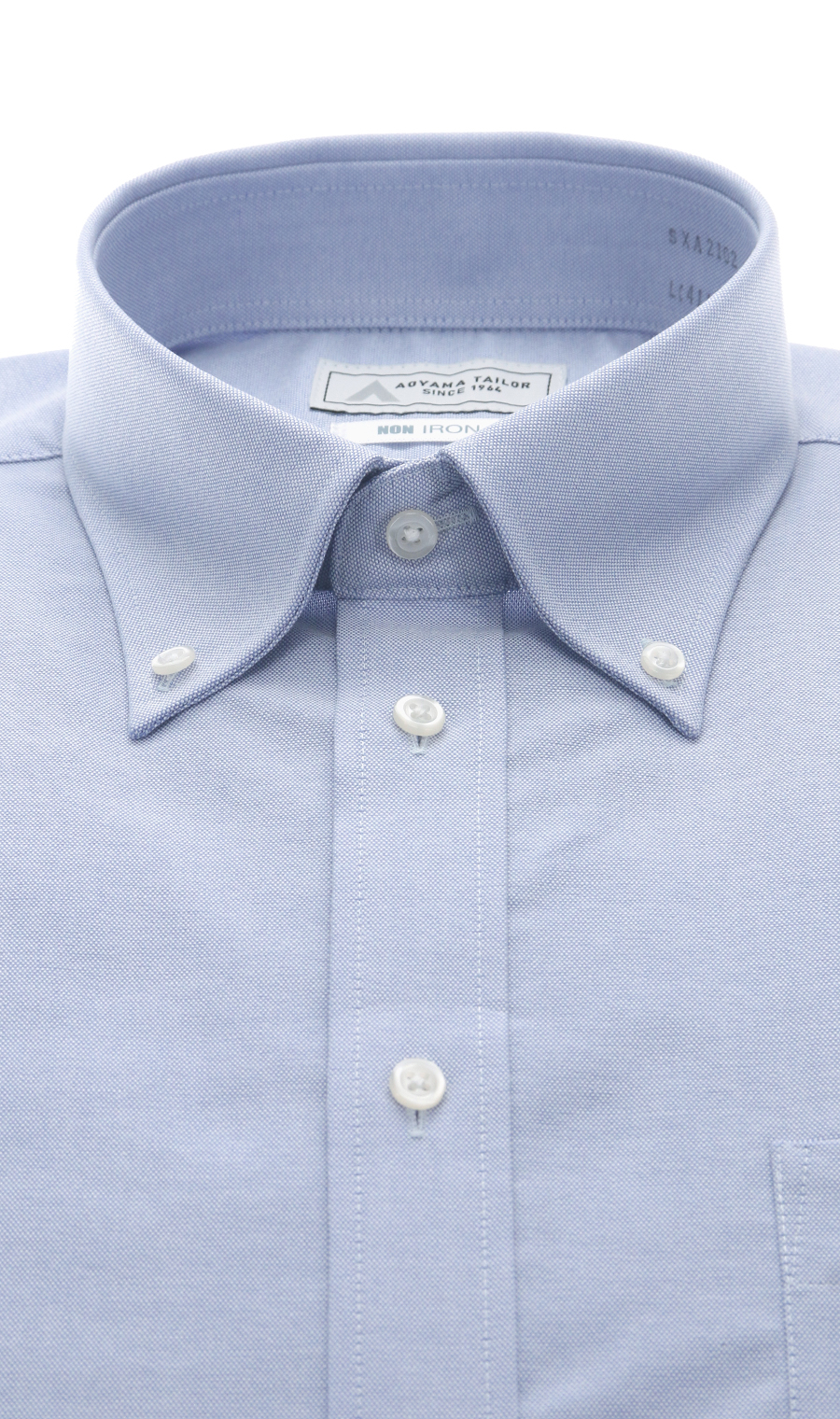 ボタンダウンワイシャツ【NON IRON】【OEKO-TEX】 ブルー 首周り:41cm,裄丈:86cm