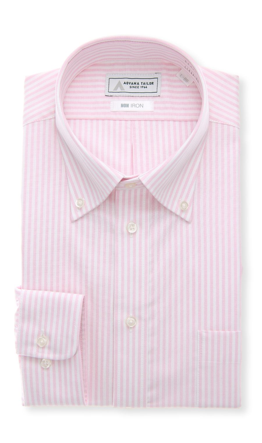 ボタンダウンワイシャツ【NON IRON】【OEKO-TEX】 ピンク 首周り:41cm,裄丈:86cm
