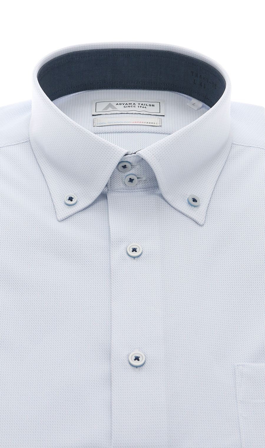 ボタンダウンワイシャツ【涼】【半袖】【NON IRONTECH】【＃すごシャツ】 ブルー 首周り:37cm,裄丈:00