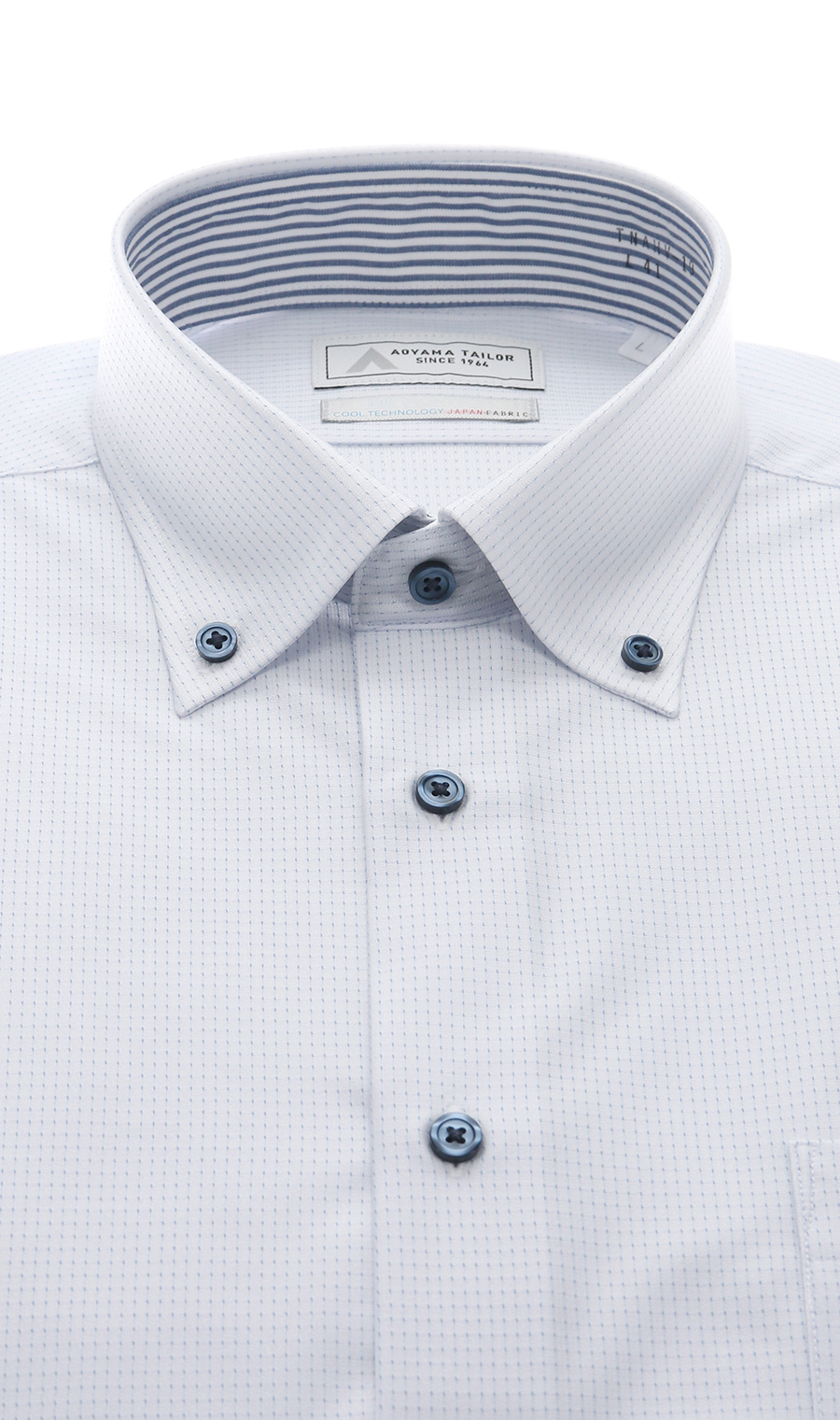 ボタンダウンワイシャツ【涼】【半袖】【NON IRONTECH】【＃すごシャツ】 ブルー 首周り:37cm,裄丈:00