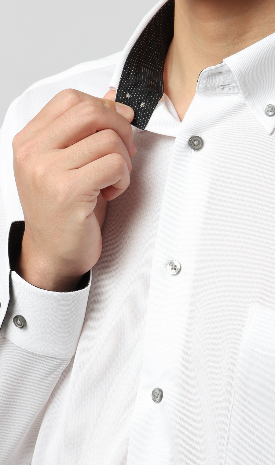 ボタンダウンワイシャツ【NON IRONTECH】【＃すごシャツ】 ホワイト 首周り:37cm,裄丈:78cm