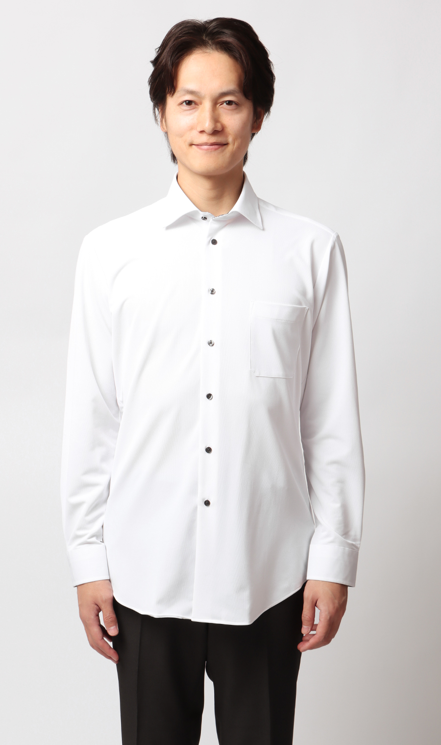 ワイドカラーワイシャツ【NON IRONTECH】【＃すごシャツ】 ホワイト 首周り:37cm,裄丈:78cm