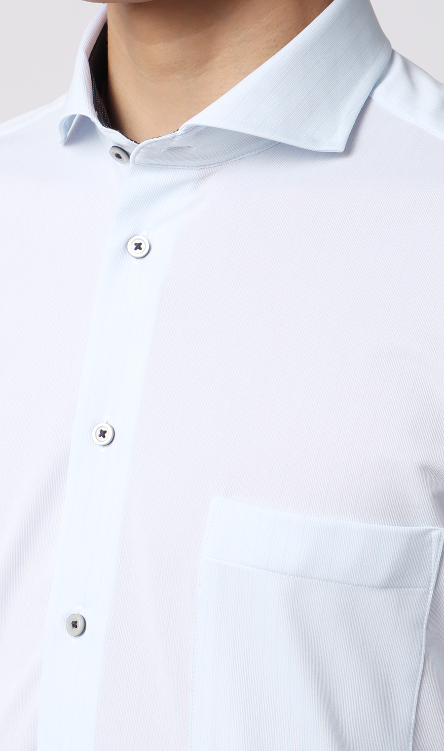 ワイドカラーワイシャツ【NON IRONTECH】【＃すごシャツ】 ブルー 首周り:37cm,裄丈:78cm