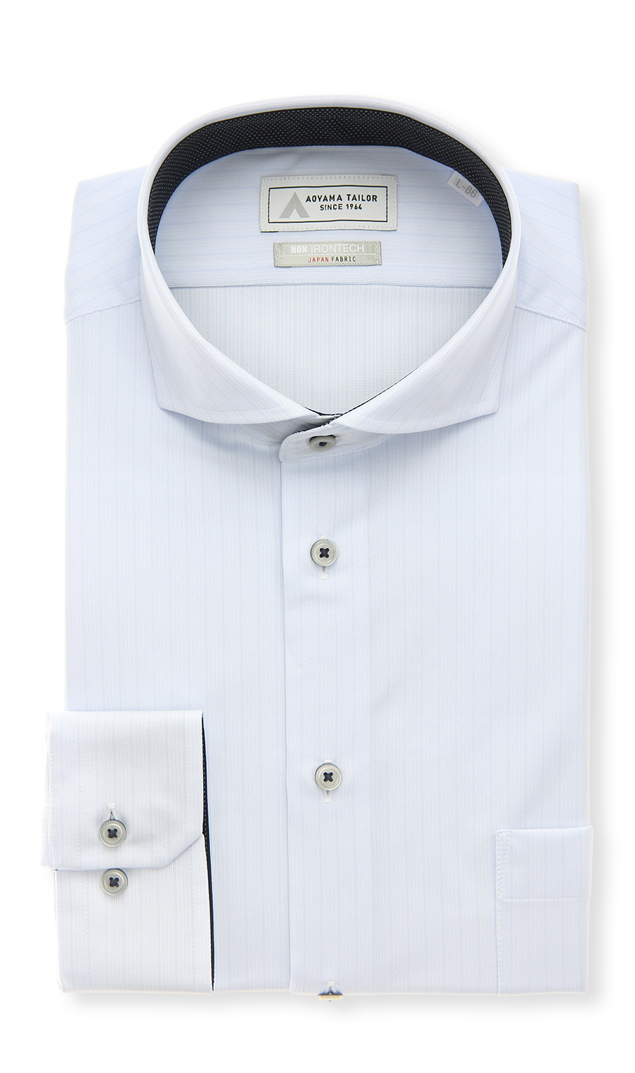 ワイドカラーワイシャツ【NON IRONTECH】【＃すごシャツ】 ブルー 首周り:37cm,裄丈:78cm