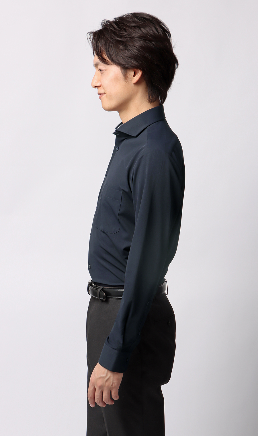 ワイドカラーワイシャツ【NON IRONTECH】【#すごシャツ】 ネイビー 首周り:39cm,裄丈:82cm