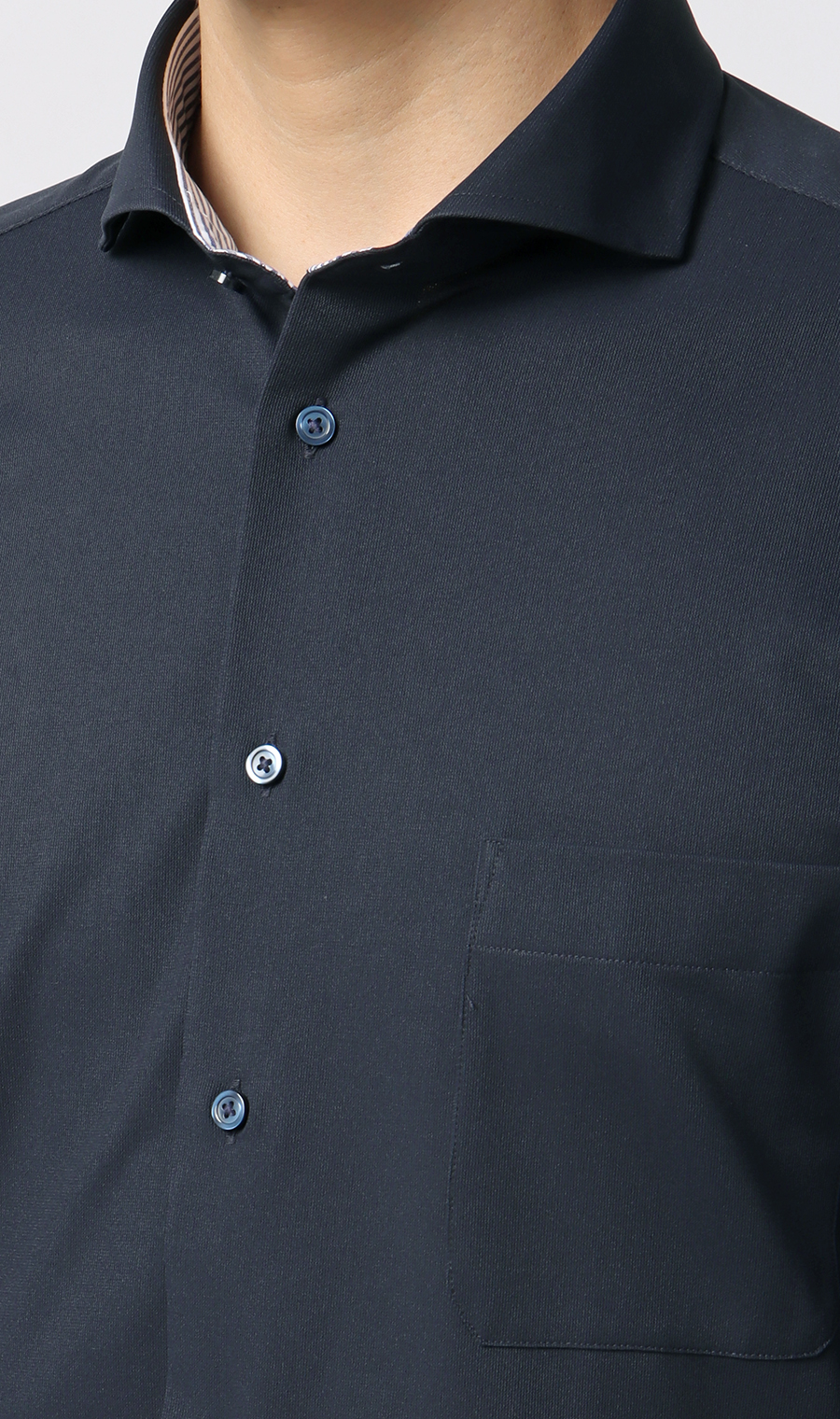 ワイドカラーワイシャツ【NON IRONTECH】【#すごシャツ】 ネイビー 首周り:39cm,裄丈:82cm