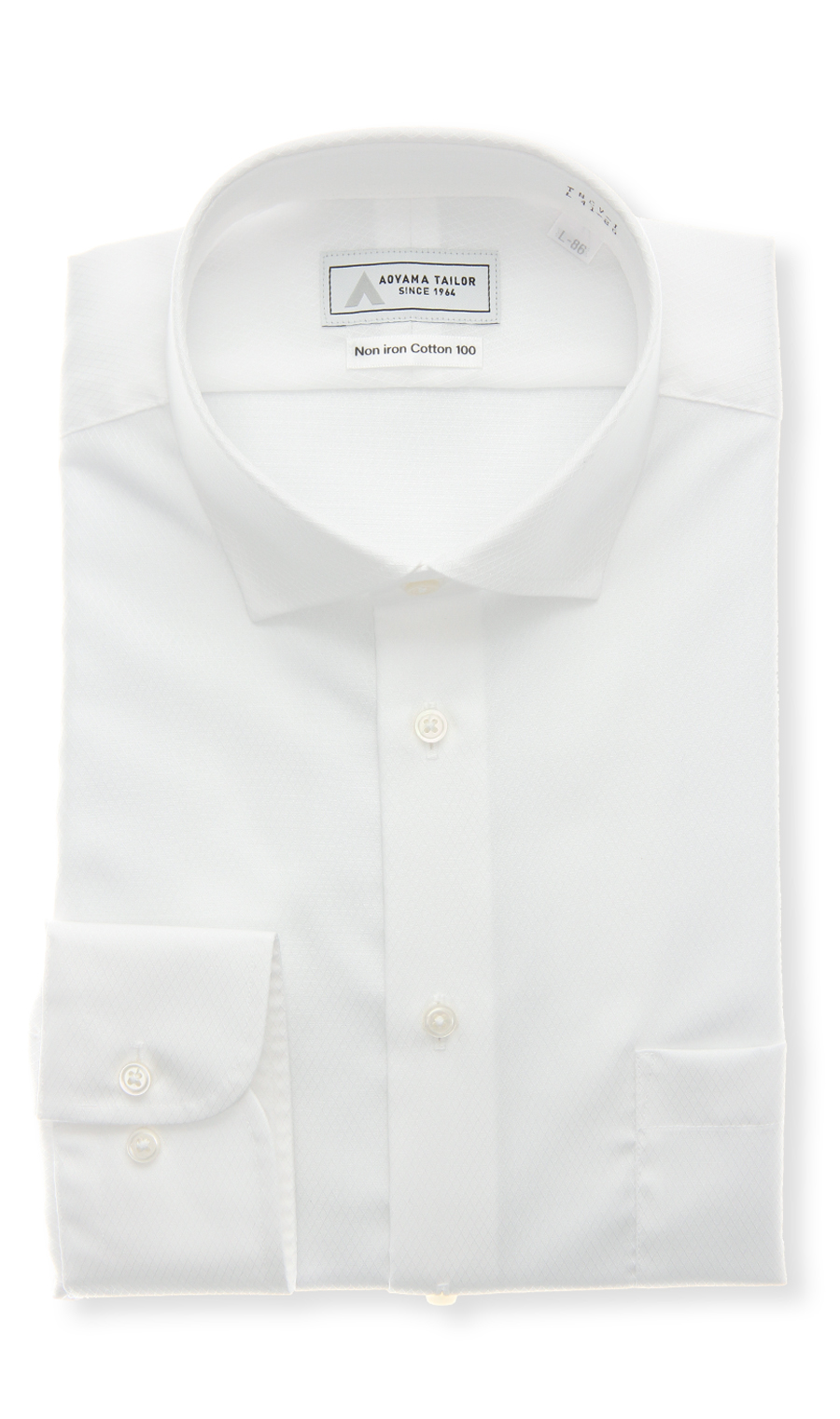 ワイドカラーワイシャツ【NON IRONTECH】【Non iron Cotton 100】 ホワイト 首周り:41cm,裄丈:86cm