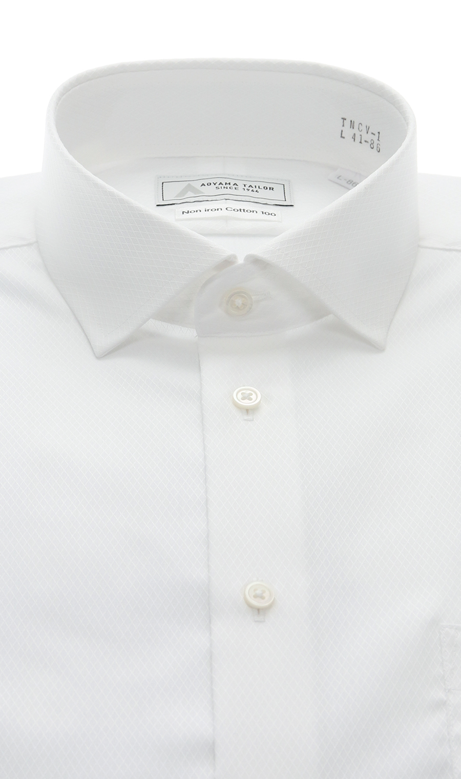 ワイドカラーワイシャツ【NON IRONTECH】【Non iron Cotton 100】 ホワイト 首周り:41cm,裄丈:86cm