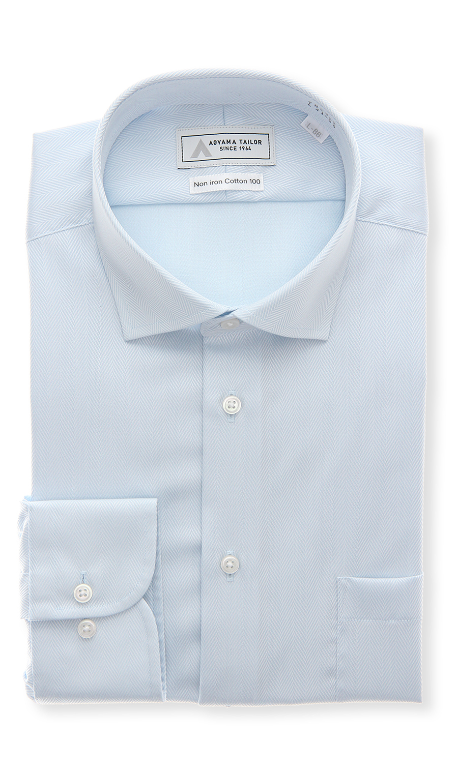 ワイドカラーワイシャツ【NON IRONTECH】【Non iron Cotton 100】 ブルー 首周り:41cm,裄丈:86cm