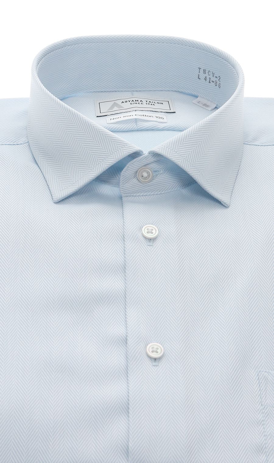 ワイドカラーワイシャツ【NON IRONTECH】【Non iron Cotton 100】 ブルー 首周り:41cm,裄丈:86cm