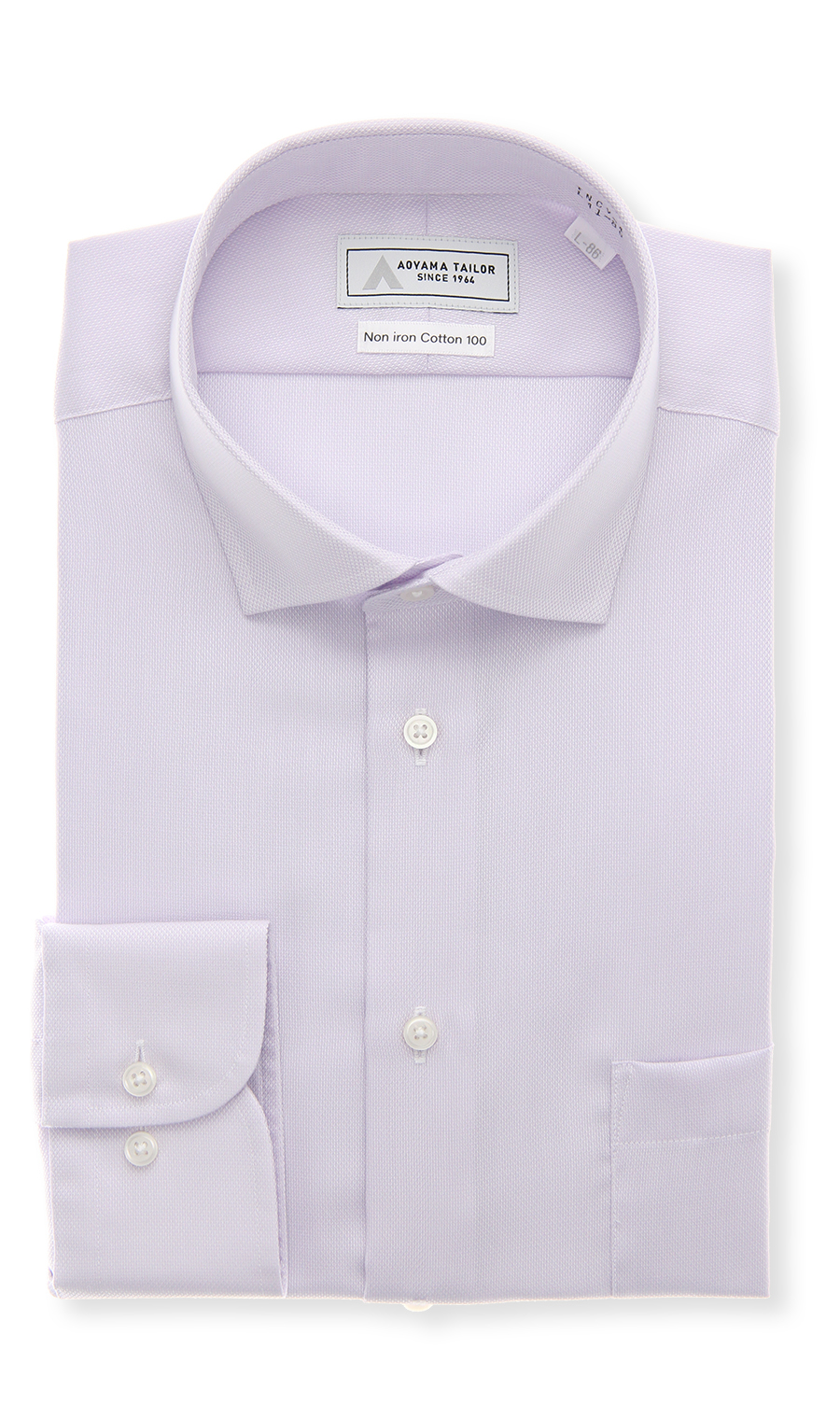ワイドカラーワイシャツ【NON IRONTECH】【Non iron Cotton 100】 パープル 首周り:41cm,裄丈:86cm