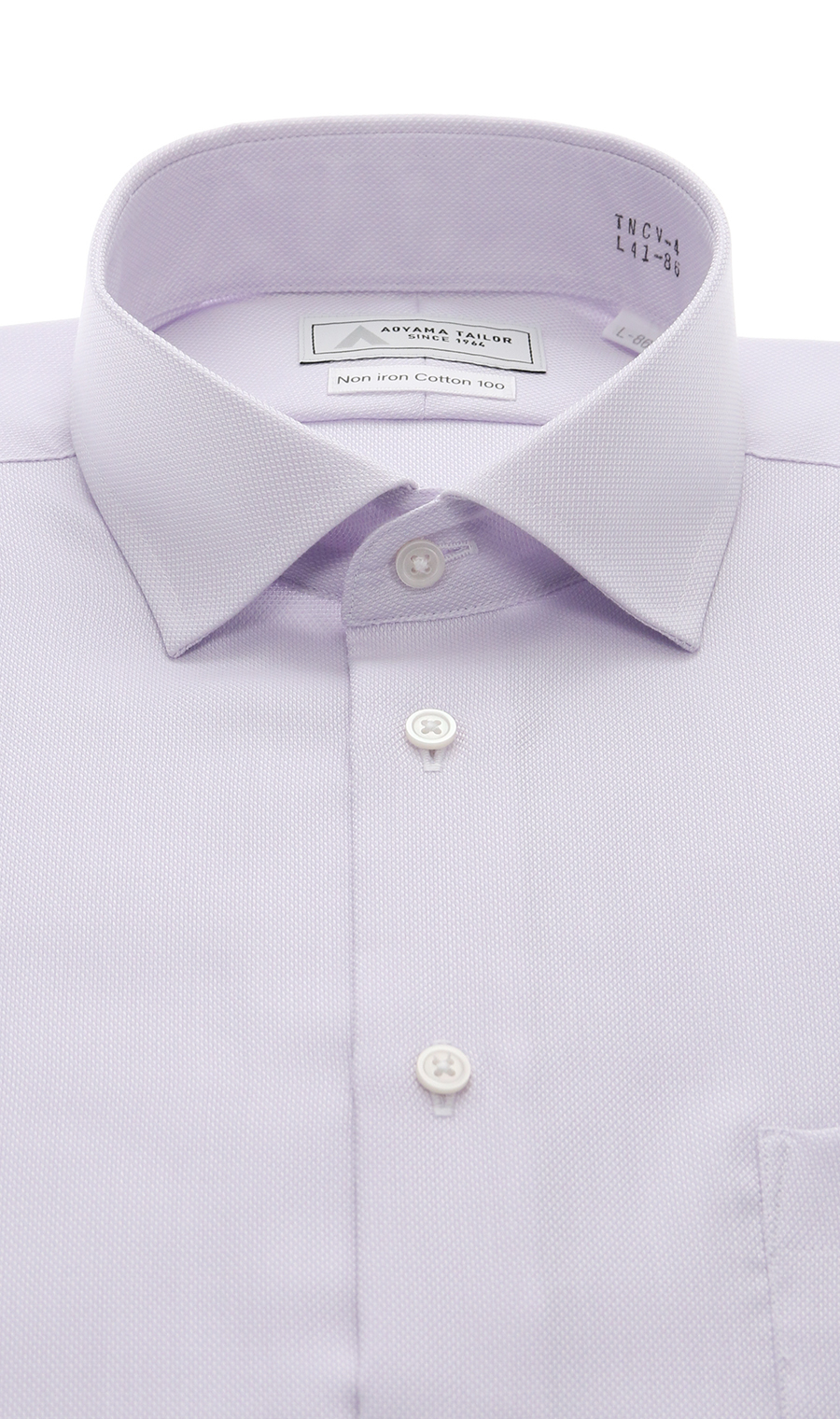 ワイドカラーワイシャツ【NON IRONTECH】【Non iron Cotton 100】 パープル 首周り:41cm,裄丈:86cm