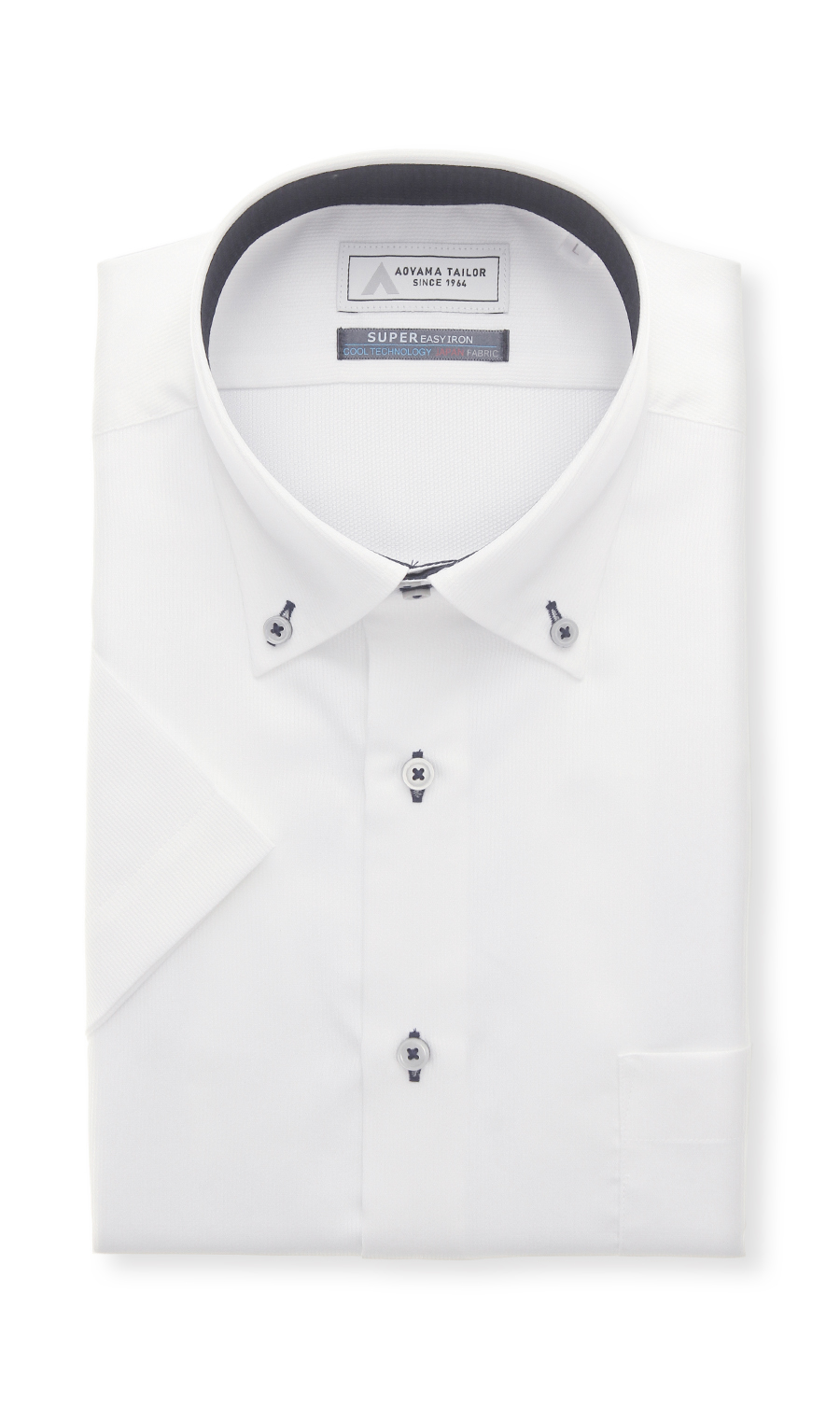 ボタンダウンワイシャツ【キング】【半袖】【涼】 ホワイト 首周り:45cm,裄丈:00