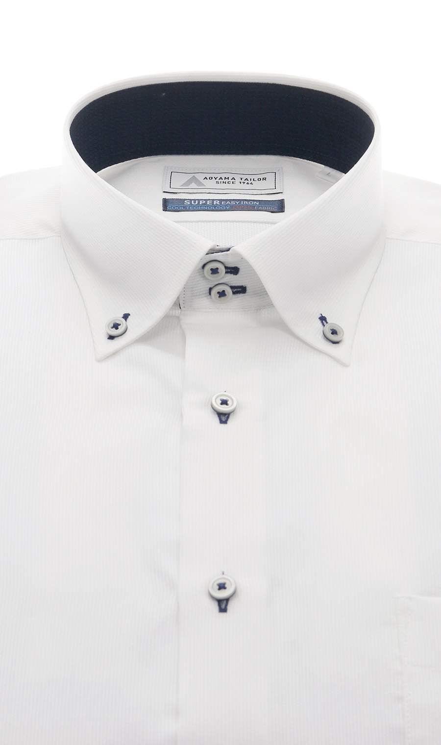 ボタンダウンワイシャツ【キング】【半袖】【涼】 ホワイト 首周り:45cm,裄丈:00