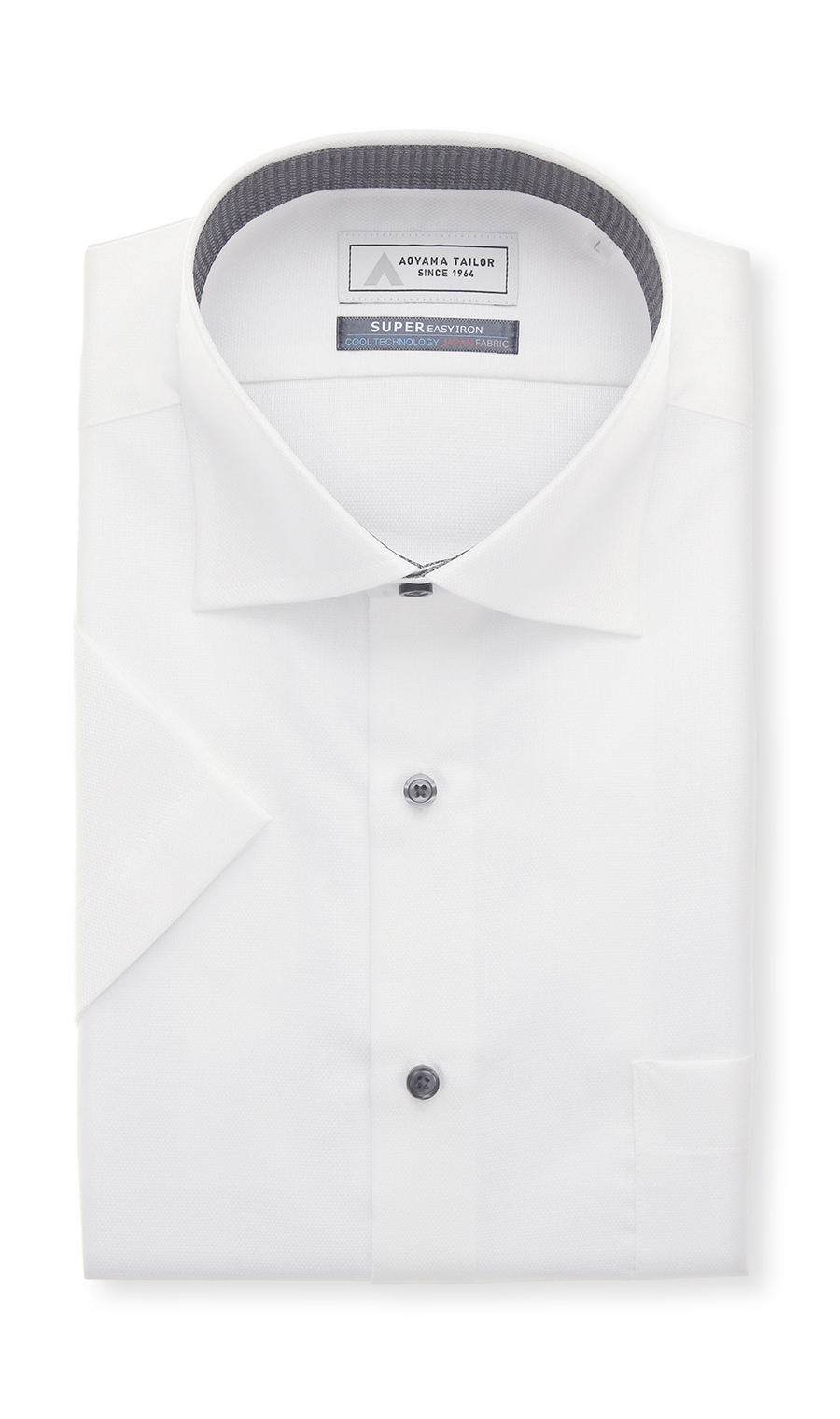 ワイドカラーワイシャツ【キング】【半袖】【涼】 ホワイト 首周り:45cm,裄丈:00